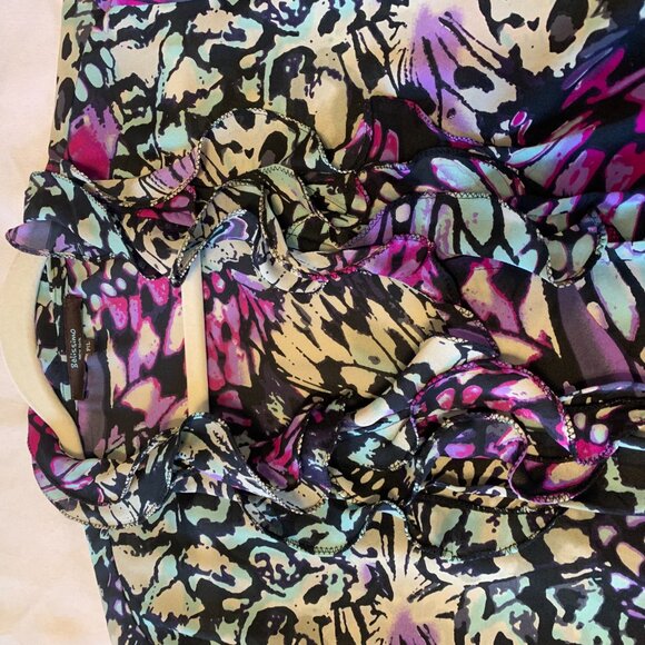 Belissimo New York Women Long Sleeve Multi Color Sheer Petite Large Blouse - Picture 8 of 11